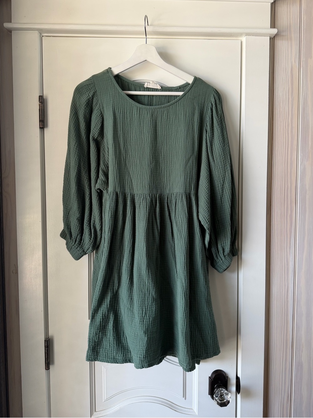 100% cotton eesome Olive Green Textured Mini Dress